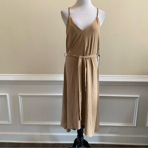 HUNTER BELL NEW YORK  Camel Brown Tyler  Sleeveless T Back Dress Size Large